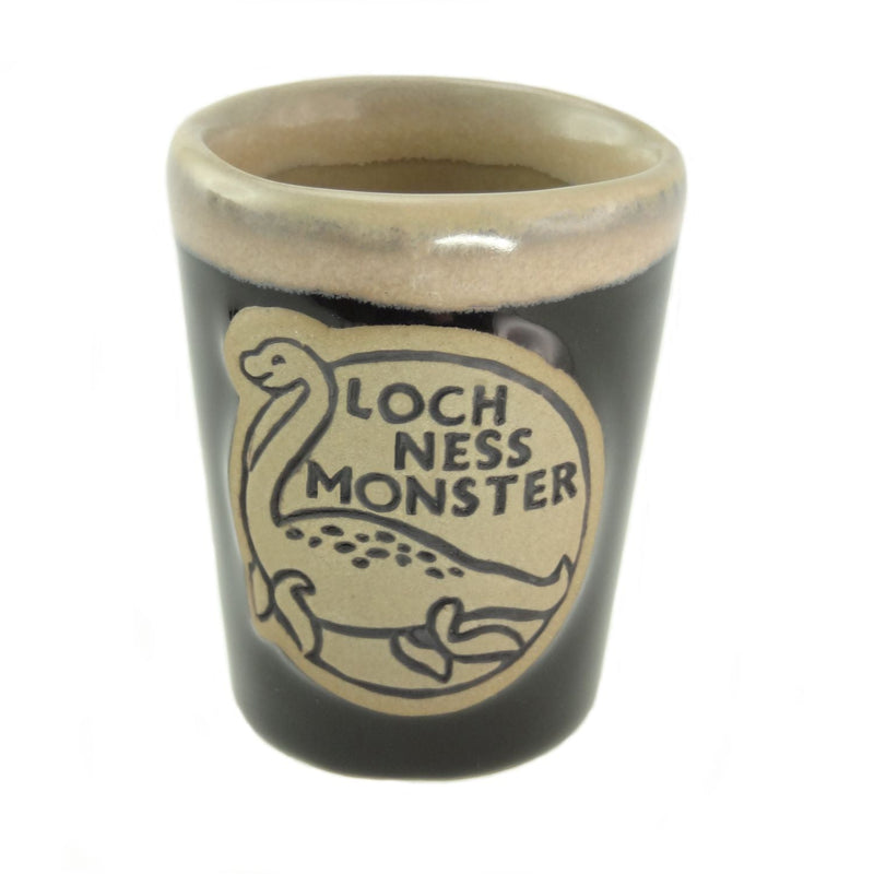 Stoneware Shot Cup Loch Ness Monster – Novelty Drinkware - Heritage Of Scotland - Black