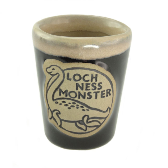 Stoneware Shot Cup Loch Ness Monster – Novelty Drinkware - Heritage Of Scotland - Black