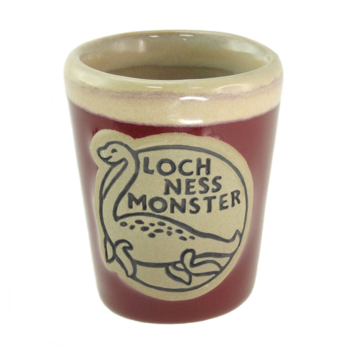 Stoneware Shot Cup Loch Ness Monster – Novelty Drinkware - Heritage Of Scotland - Red