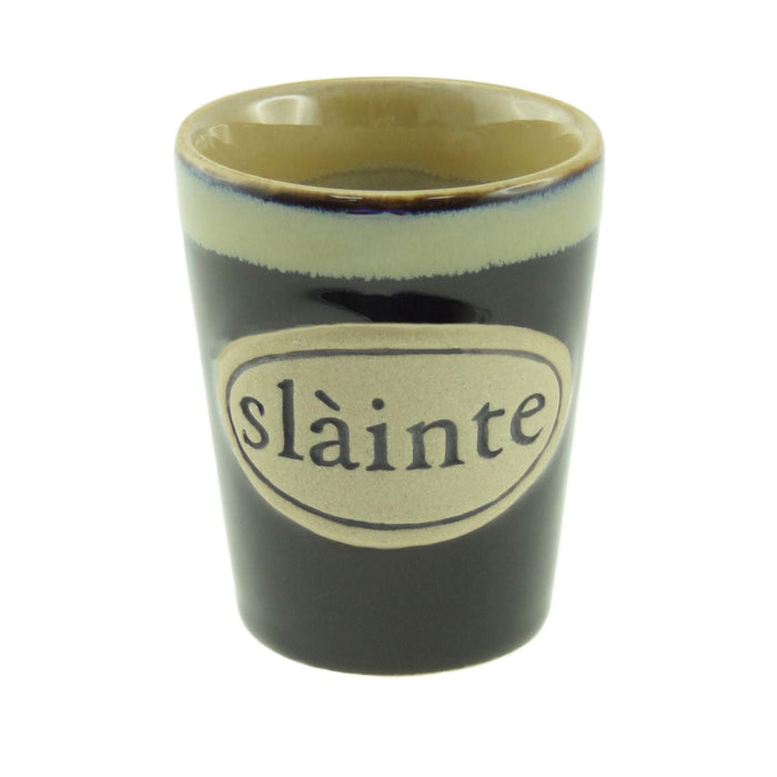 Stoneware Shot Cup – Slàinte Design for Scottish Cheer - Heritage Of Scotland - Black