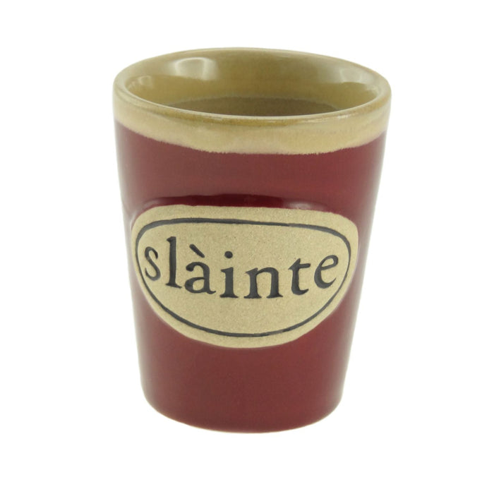 Stoneware Shot Cup – Slàinte Design for Scottish Cheer - Heritage Of Scotland - Red