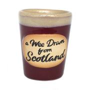 Stoneware Shot Cup with A Wee Dram from Scotland – Scottish Gift - Heritage Of Scotland - Red