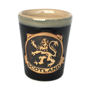 Stoneware Shot Cup with Lion Rampant and Scotland Banner – Scottish Gift - Heritage Of Scotland - Black