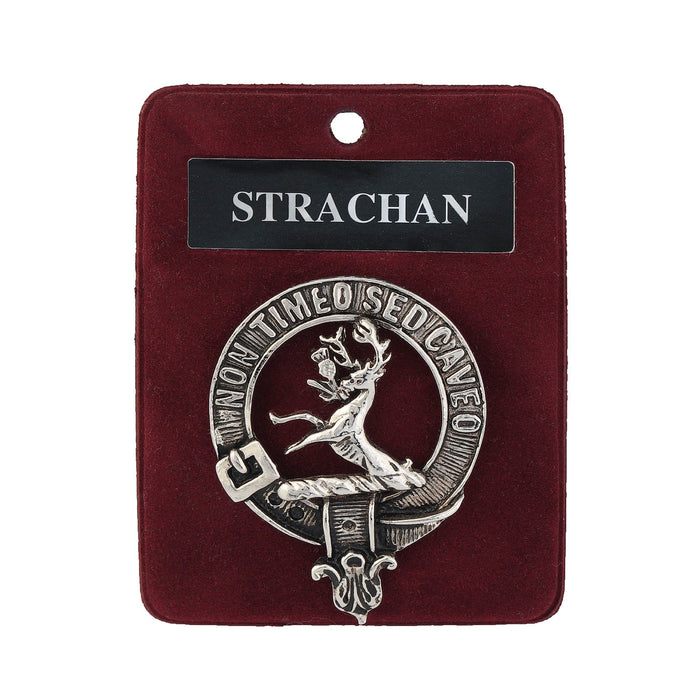 Strachan Clan Badge, Kilt Pin, Lapel Pin, Cufflinks, Keyring/Key Fob & Gift Set — Fine Pewter by Art Pewter — Made in Scotland (Shiny Finish) - Heritage Of Scotland - Badge