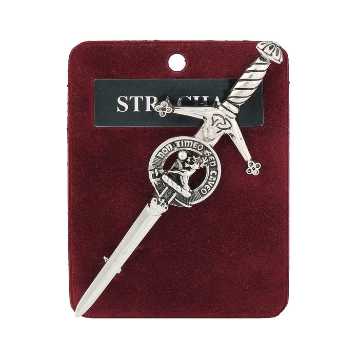 Strachan Clan Badge, Kilt Pin, Lapel Pin, Cufflinks, Keyring/Key Fob & Gift Set — Fine Pewter by Art Pewter — Made in Scotland (Shiny Finish) - Heritage Of Scotland - Kilt Pin