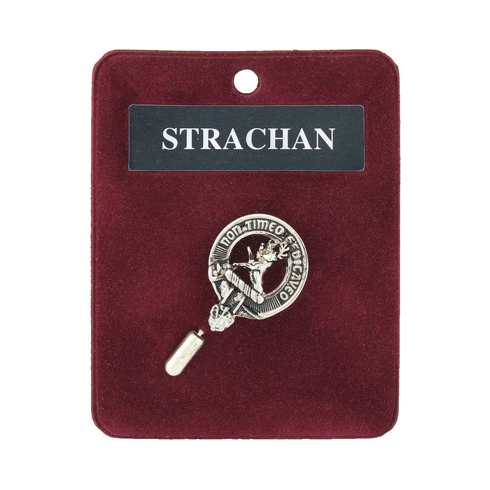 Strachan Clan Badge, Kilt Pin, Lapel Pin, Cufflinks, Keyring/Key Fob & Gift Set — Fine Pewter by Art Pewter — Made in Scotland (Shiny Finish) - Heritage Of Scotland - Lapel Pin
