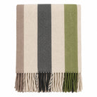 Stripe Herringbone Wool Blanket - Natural Green - Heritage Of Scotland -