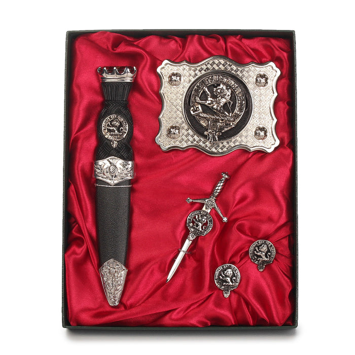 Stuart of Bute Clan Badge, Kilt Pin, Lapel Pin, Cufflinks, Keyring/Key Fob & Gift Set — Fine Pewter by Art Pewter — Made in Scotland (Shiny Finish) - Heritage Of Scotland - Gift Set