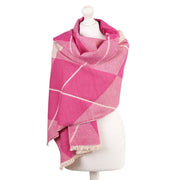 Super Soft Argyle Stole – Lightweight Luxury Wrap Scarf for Everyday Style - Heritage Of Scotland - FUCHSIA ROSE/WHISPER WHITE