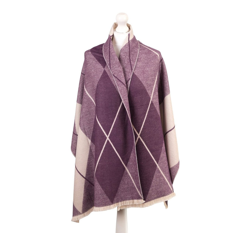 Super Soft Argyle Stole – Lightweight Luxury Wrap Scarf for Everyday Style - Heritage Of Scotland - MAUVE ORCHID/WHISPER WHITE