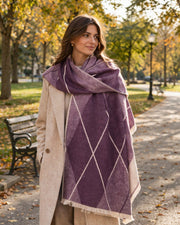 Super Soft Argyle Stole – Lightweight Luxury Wrap Scarf for Everyday Style - Heritage Of Scotland - MAUVE ORCHID/WHISPER WHITE