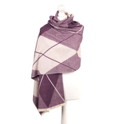 Super Soft Argyle Stole – Lightweight Luxury Wrap Scarf for Everyday Style - Heritage Of Scotland - MAUVE ORCHID/WHISPER WHITE