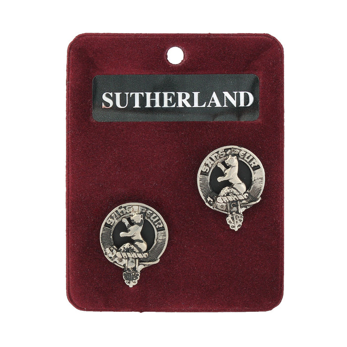 Sutherland Clan Badge, Kilt Pin, Lapel Pin, Cufflinks, Keyring/Key Fob & Gift Set — Fine Pewter by Art Pewter — Made in Scotland (Shiny Finish) - Heritage Of Scotland - Cufflinks