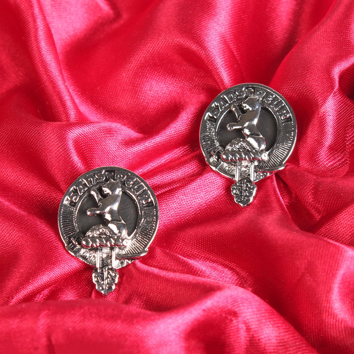 Sutherland Clan Badge, Kilt Pin, Lapel Pin, Cufflinks, Keyring/Key Fob & Gift Set — Fine Pewter by Art Pewter — Made in Scotland (Shiny Finish) - Heritage Of Scotland - Cufflinks