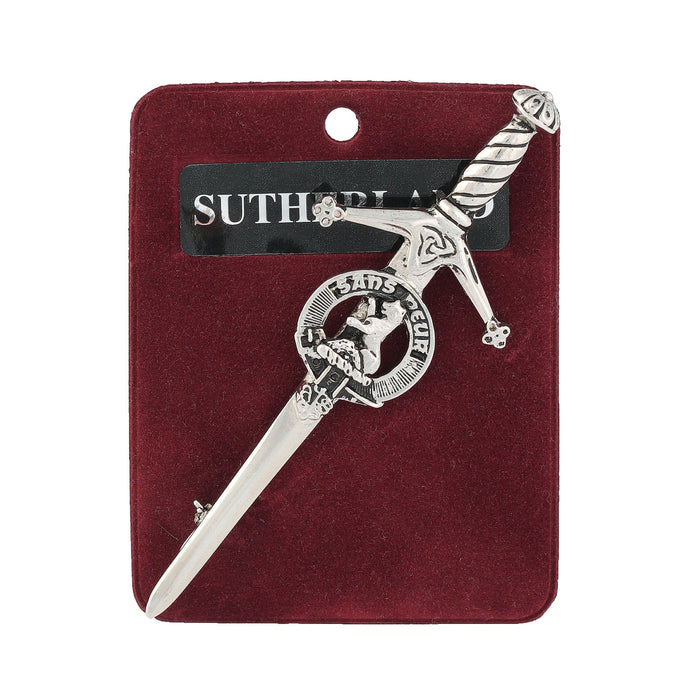Sutherland Clan Badge, Kilt Pin, Lapel Pin, Cufflinks, Keyring/Key Fob & Gift Set — Fine Pewter by Art Pewter — Made in Scotland (Shiny Finish) - Heritage Of Scotland - Kilt Pin