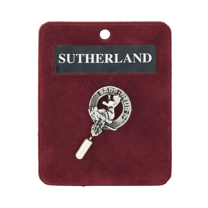 Sutherland Clan Badge, Kilt Pin, Lapel Pin, Cufflinks, Keyring/Key Fob & Gift Set — Fine Pewter by Art Pewter — Made in Scotland (Shiny Finish) - Heritage Of Scotland - Lapel Pin