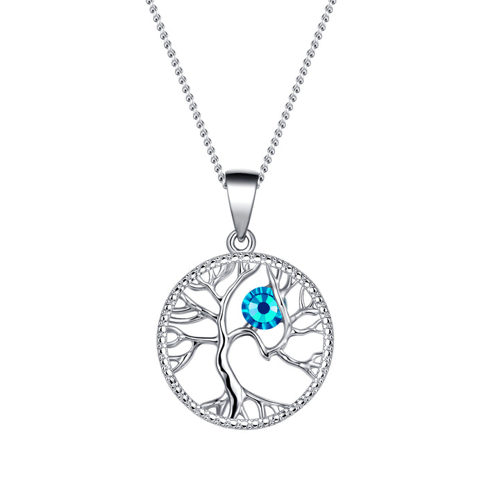 Swarovski Tree Life Birthstone Necklace - Heritage Of Scotland - MARCH AQUAMARINE