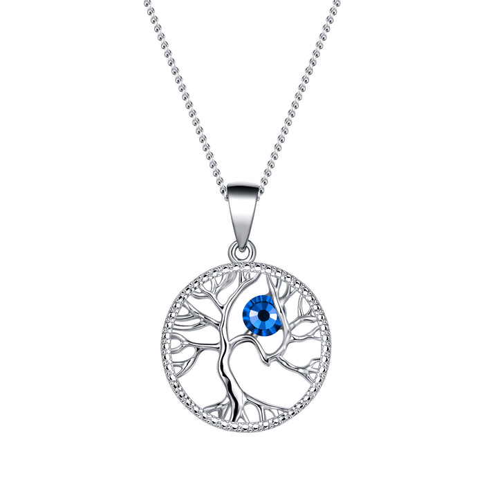 Swarovski Tree Life Birthstone Necklace - Heritage Of Scotland - SEPTEMBER SAPPHIRE