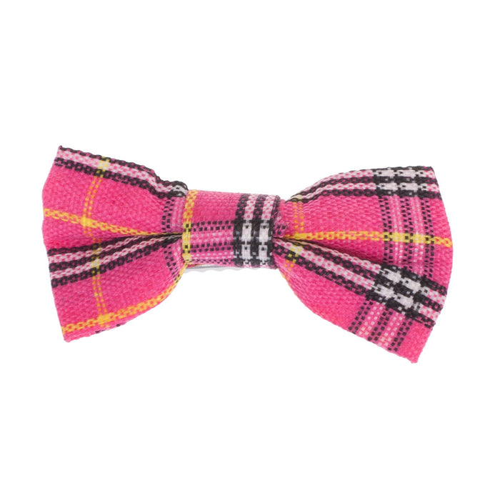 Tartan Bow Hair Clips – Set of 4 in Red, Purple, Green, or Pink Tartan - Heritage Of Scotland - Pink