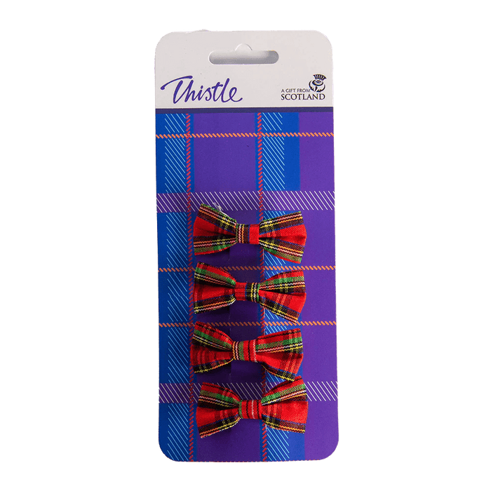 Tartan Bow Hair Clips – Set of 4 in Red, Purple, Green, or Pink Tartan - Heritage Of Scotland - Red