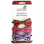 Tartan Bow Hair Elastics – Set of 3 Assorted Scottish Tartan Designs - Heritage Of Scotland - Multicolour
