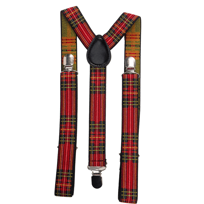 Tartan Braces – Adjustable Scottish Suspenders in Red Tartan (One Size) - Heritage Of Scotland - Red Tartan