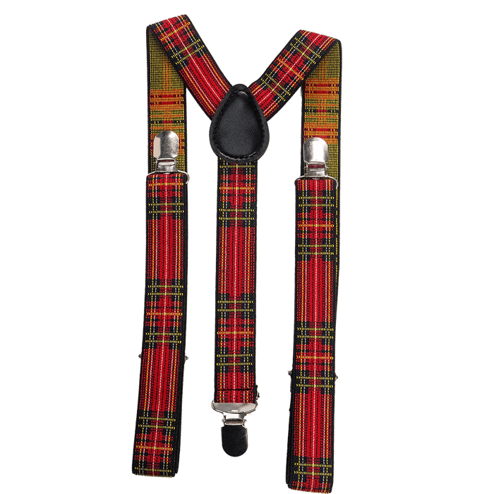 Tartan Braces – Adjustable Scottish Suspenders in Red Tartan (One Size) - Heritage Of Scotland - Red Tartan