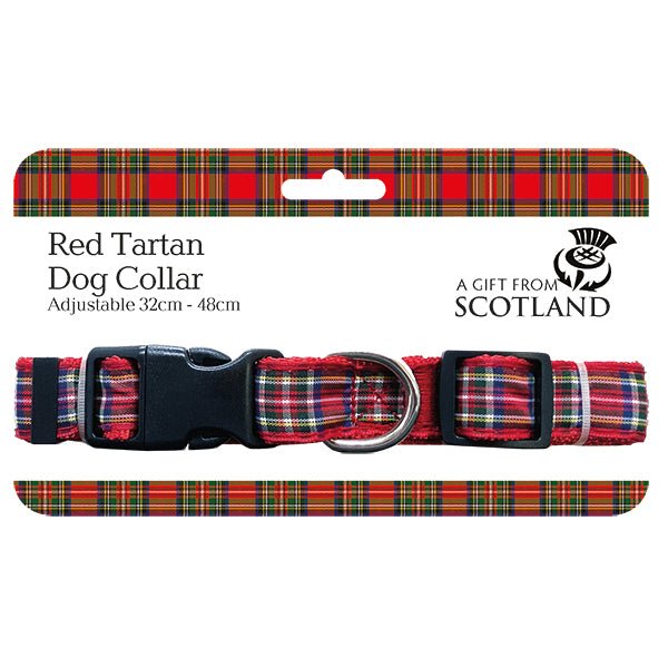 Tartan Dog Collar – Adjustable Scottish Pet Collar (Fits 32–48cm) - Heritage Of Scotland - Red Tartan