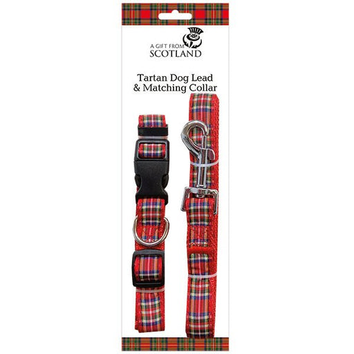Tartan Dog Lead – 120cm Scottish Lead with Collar (Fits 32–48cm) - Heritage Of Scotland - Red Tartan