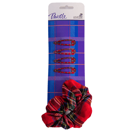 Tartan Hair Accessories Set – Scrunchie & Clips in Royal Stewart or Blackwatch - Heritage Of Scotland - Royal Stewart