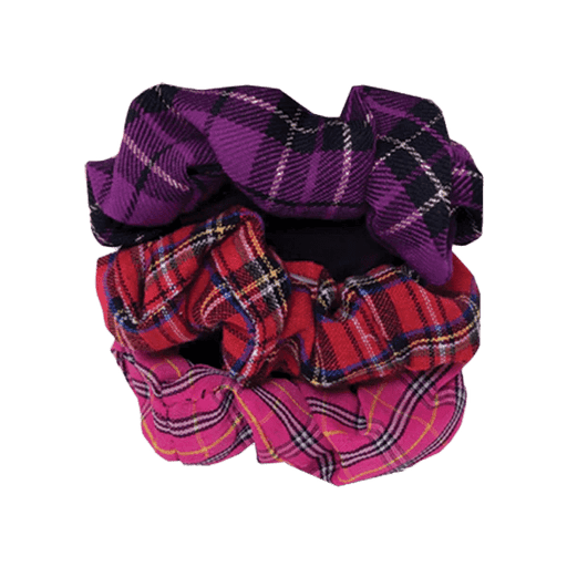 Tartan Hair Scrunchies – Set of 3 Assorted Scottish Tartan Designs - Heritage Of Scotland - Multicolour