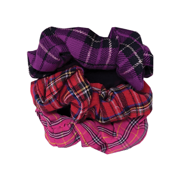 Tartan Hair Scrunchies – Set of 3 Assorted Scottish Tartan Designs - Heritage Of Scotland - Multicolour