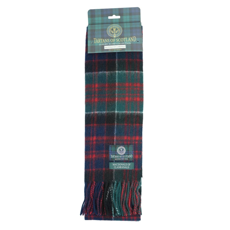 Tartan of Scotland 100% Pure New Wool Clan Scarf - MacDonald of Clanranald - Heritage Of Scotland -