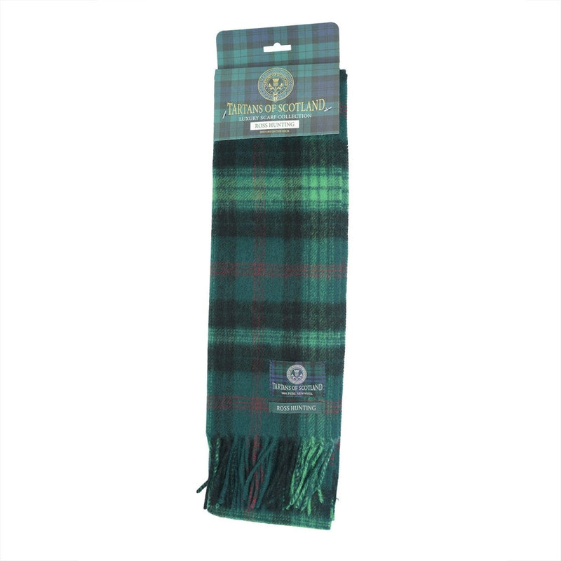 Tartan of Scotland 100% Pure New Wool Clan Scarf - Ross Hunting - Heritage Of Scotland -