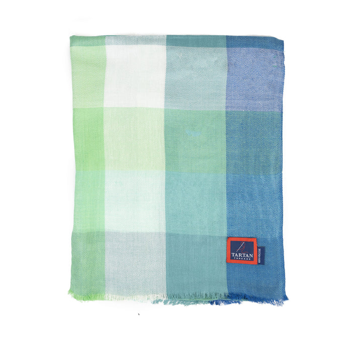 Tartan Stole Square Check - Bright Blue - Heritage Of Scotland - SQUARE CHECK - BRIGHT BLUE