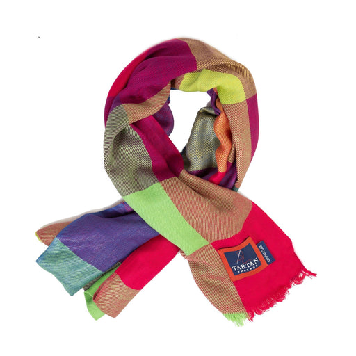 Tartan Stole Square Check - Bright Pink - Heritage Of Scotland - SQUARE CHECK - BRIGHT PINK