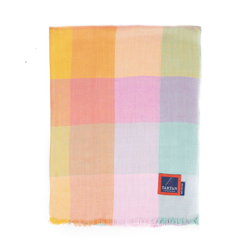 Tartan Stole Square Check - Pastel Pink - Heritage Of Scotland - SQUARE CHECK - PASTEL PINK