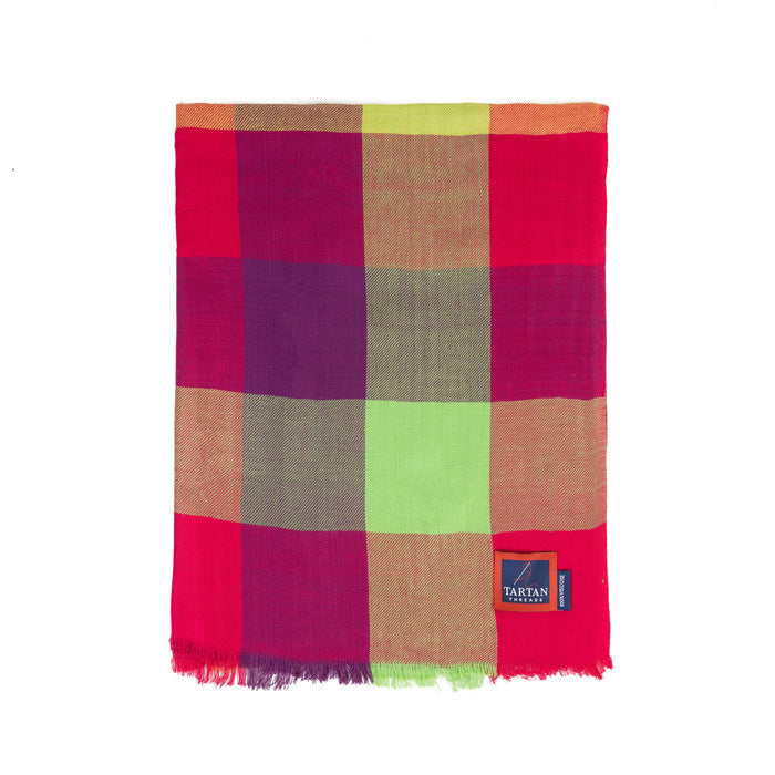 Tartan Stole Square Check - Pastel Pink - Heritage Of Scotland - SQUARE CHECK - PASTEL PINK