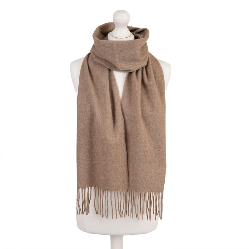 Tartan Weaving Mill 100% Cashmere Scarf - LIGHT FAWN - Heritage Of Scotland -