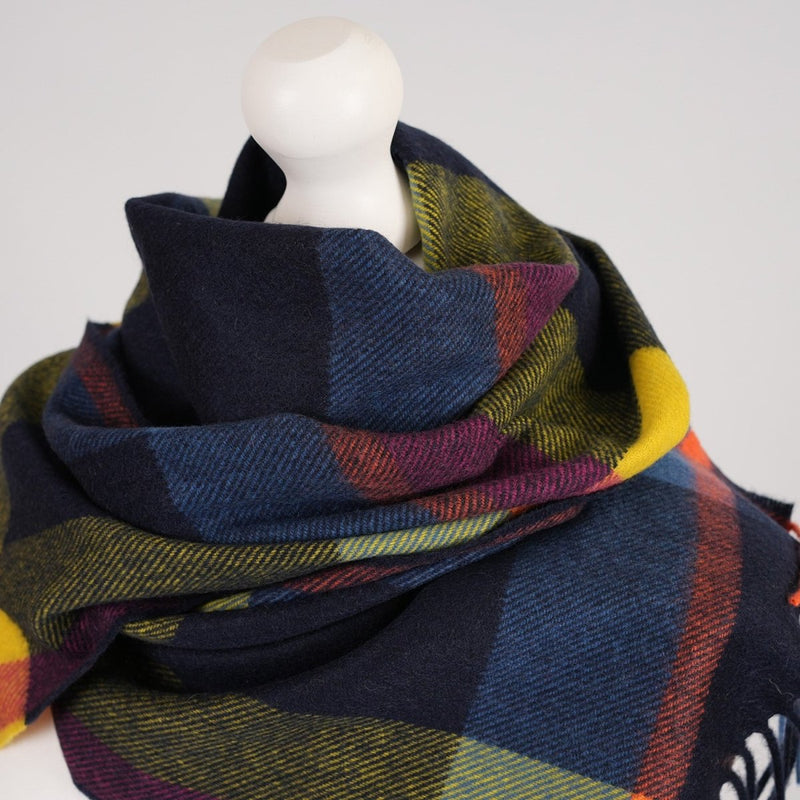 Tartan Weaving Mill 100% Cashmere Scarf - MIDDLETON CHECK FESTIVAL FUCHSIA - Heritage Of Scotland -