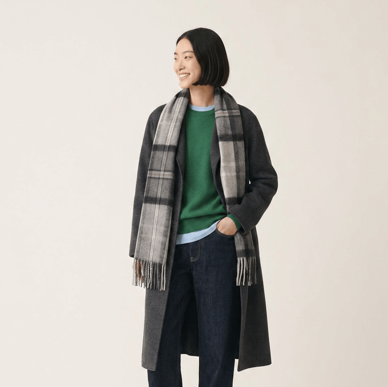 Tartan Weaving Mill 100% Pure Cashmere Scarf - Made in Scotland - Alba Grey - Heritage Of Scotland -
