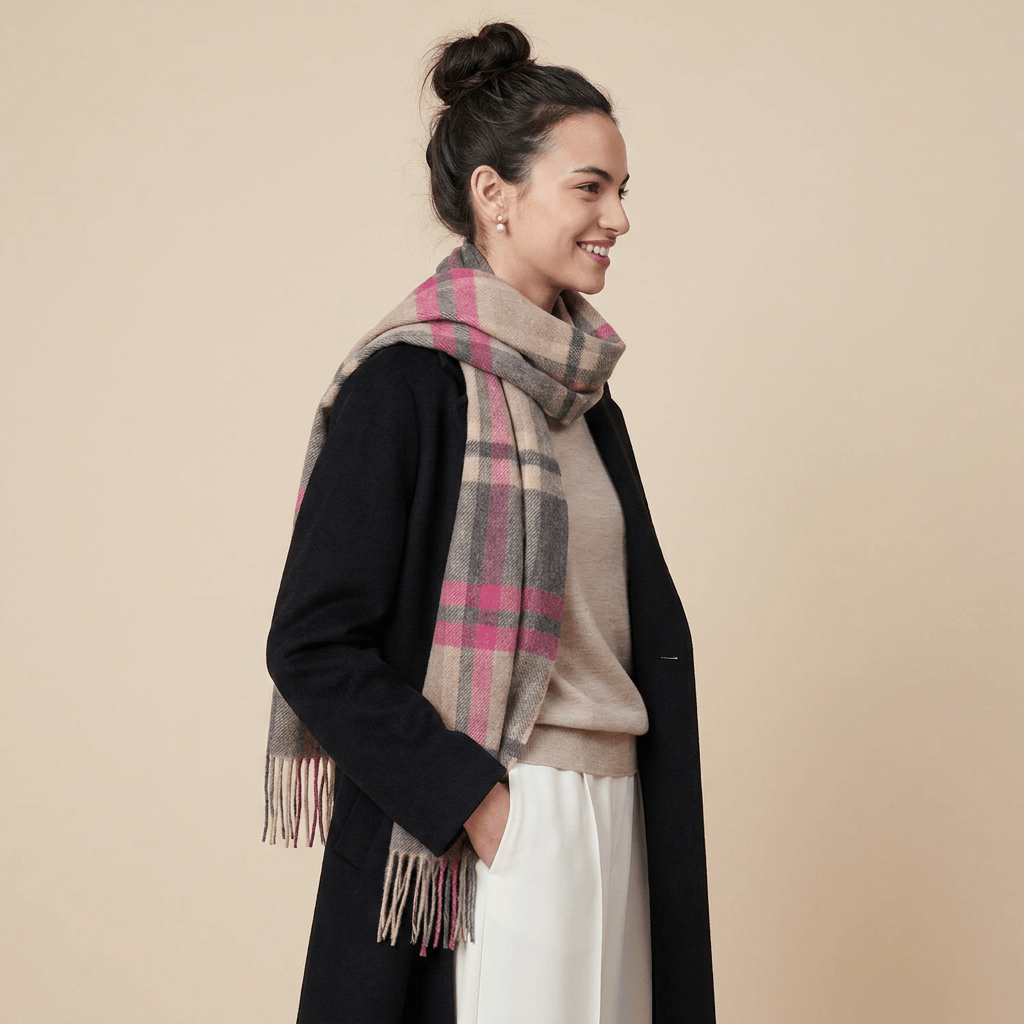 Tartan Weaving Mill 100% Pure Cashmere Scarf - Made in Scotland - Amplified Ruby - Heritage Of Scotland -