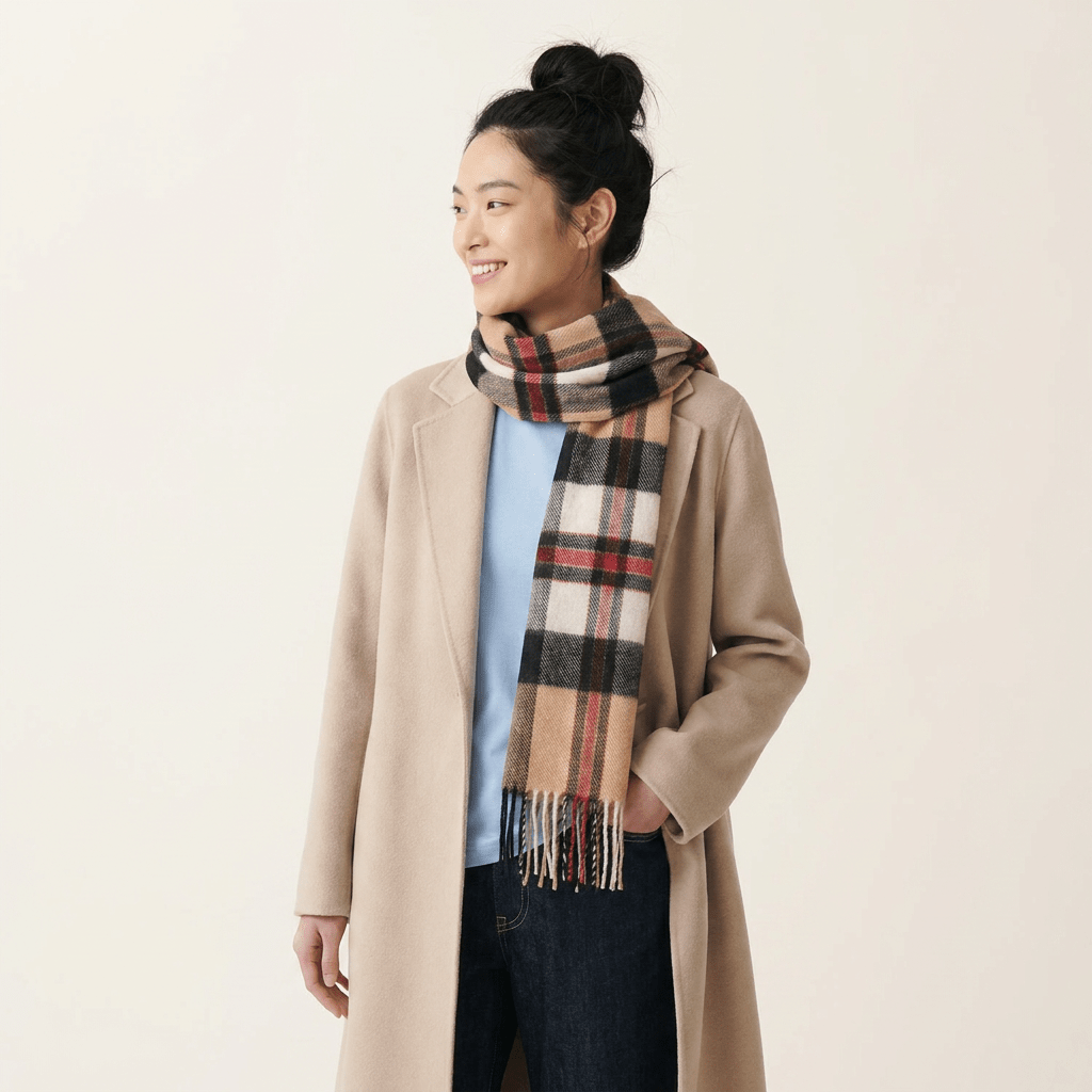 Tartan Weaving Mill 100% Pure Cashmere Scarf - Made in Scotland - Amplified Thomson Camel - Heritage Of Scotland -