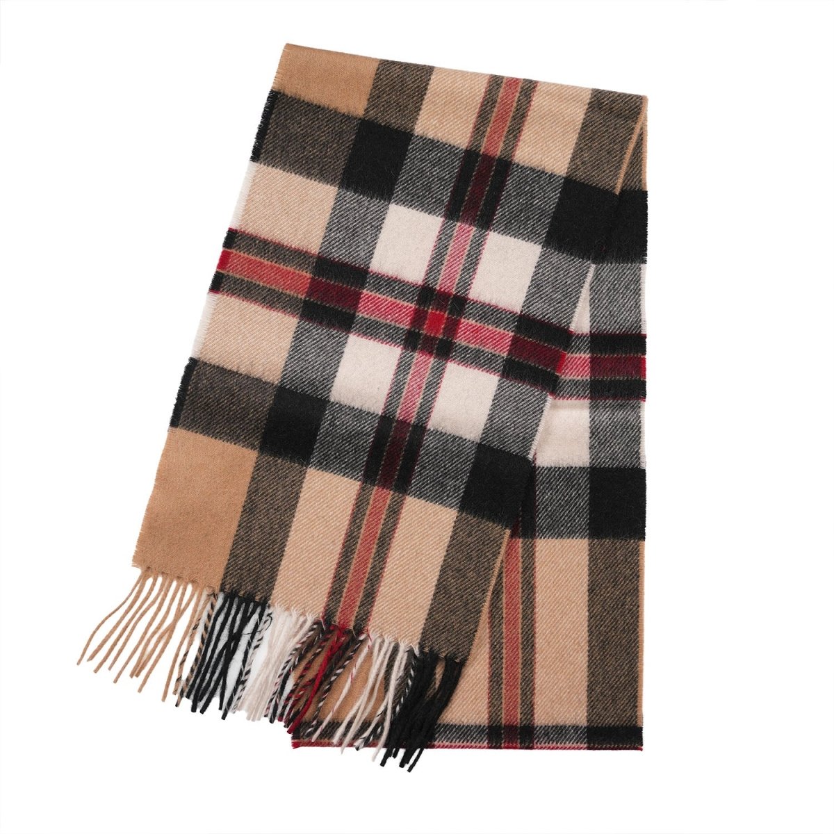 Tartan Weaving Mill 100% Pure Cashmere Scarf - Made in Scotland - Amplified Thomson Camel - Heritage Of Scotland -