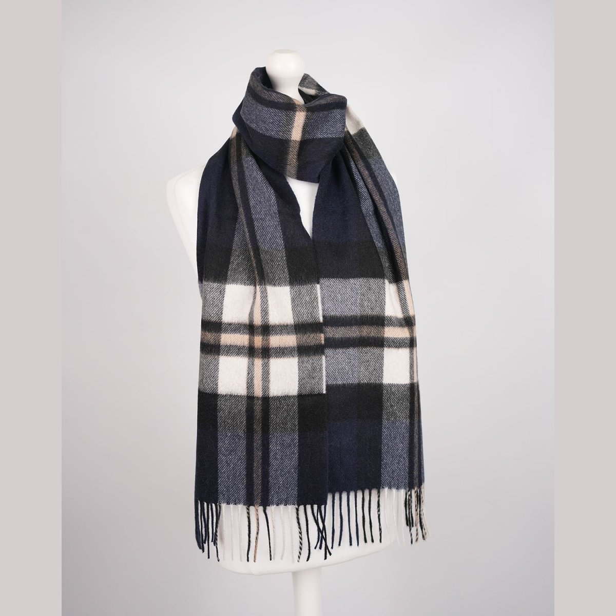 Tartan Weaving Mill 100% Pure Cashmere Scarf - Made in Scotland - Amplified Thomson Navy - Heritage Of Scotland -