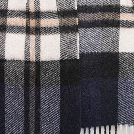 Tartan Weaving Mill 100% Pure Cashmere Scarf - Made in Scotland - Amplified Thomson Navy - Heritage Of Scotland -