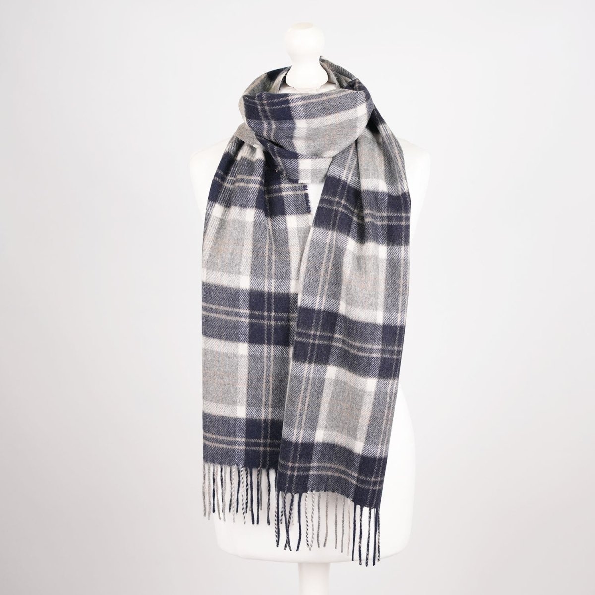 Tartan Weaving Mill 100% Pure Cashmere Scarf - Made in Scotland - Bannockbane Silver - Heritage Of Scotland -