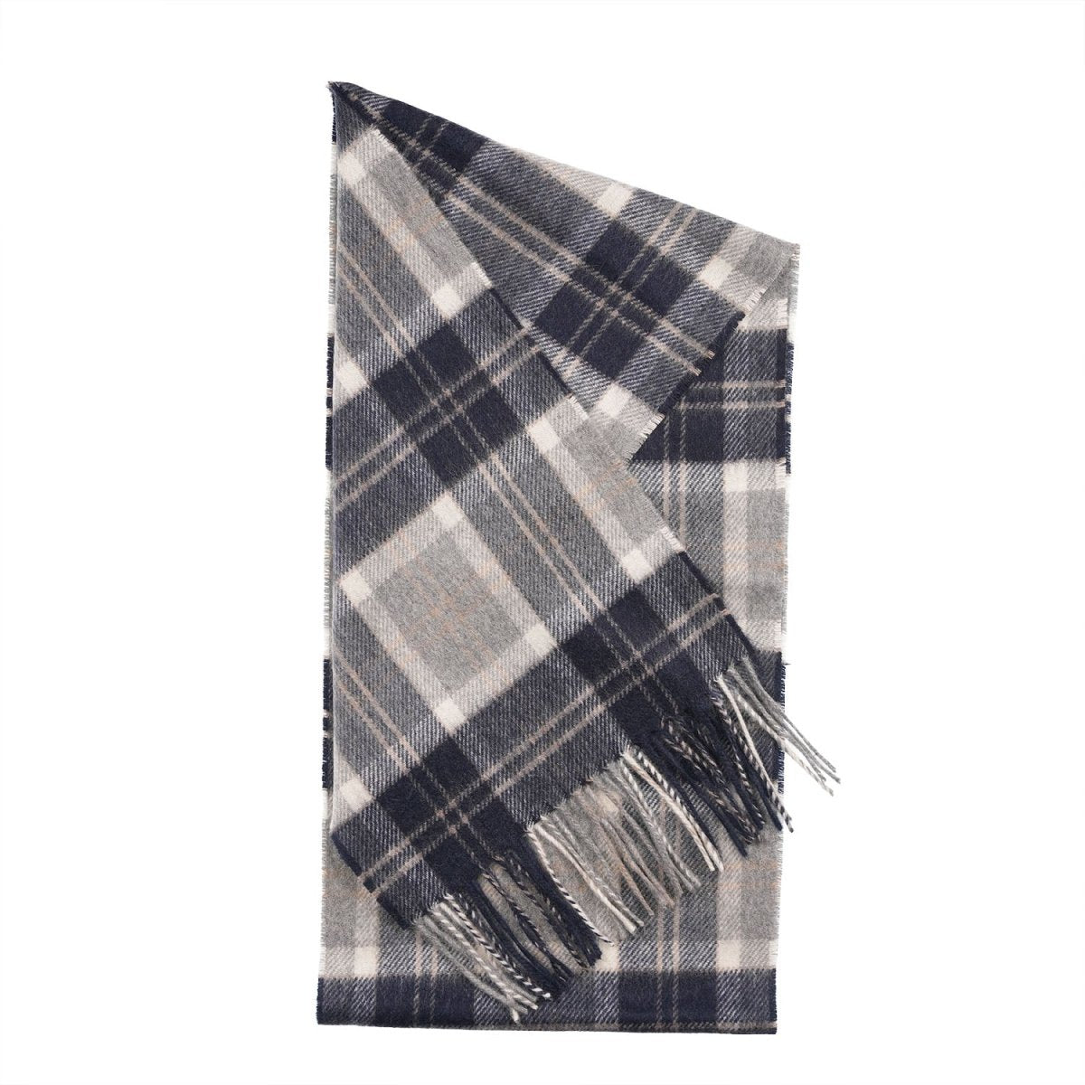 Tartan Weaving Mill 100% Pure Cashmere Scarf - Made in Scotland - Bannockbane Silver - Heritage Of Scotland -