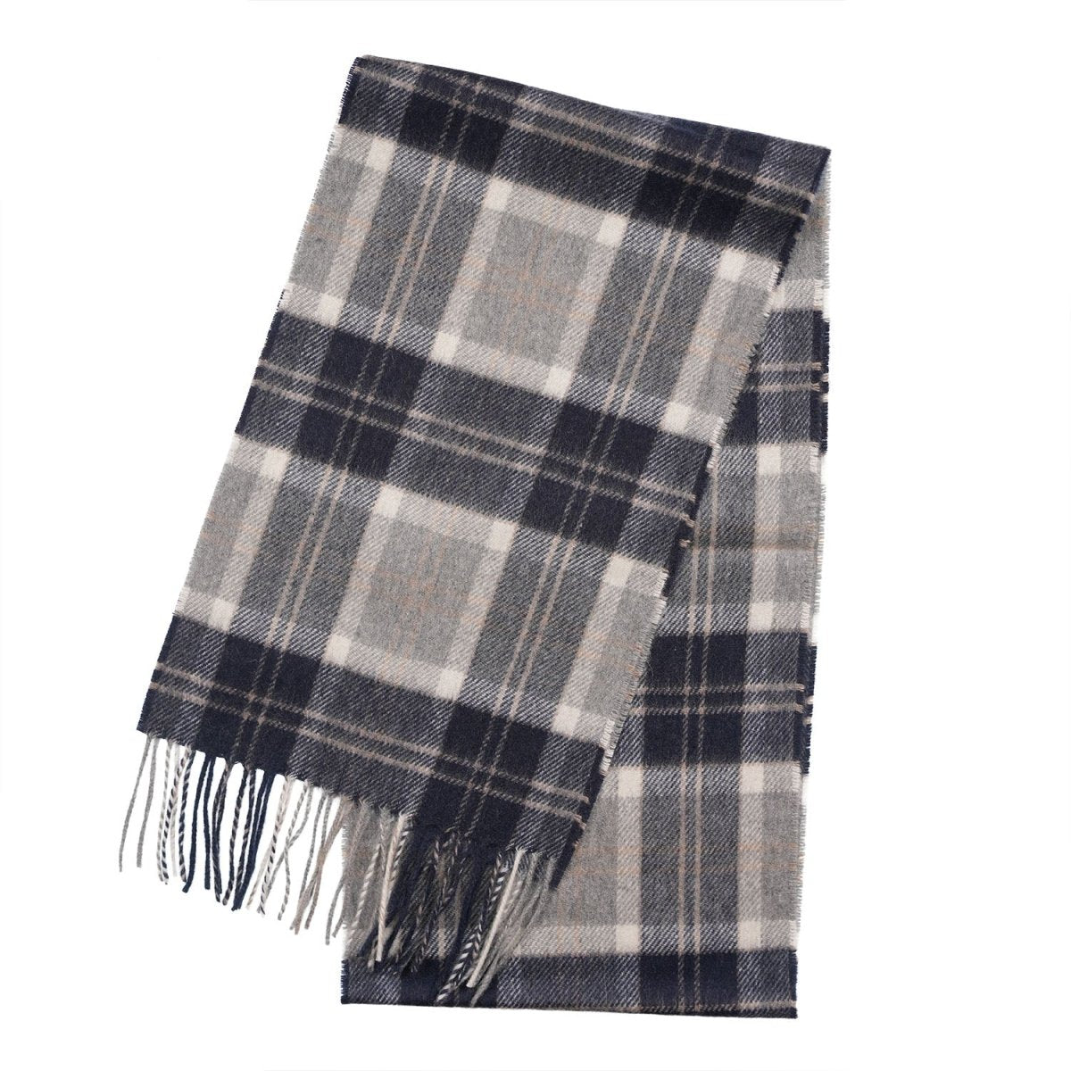 Tartan Weaving Mill 100% Pure Cashmere Scarf - Made in Scotland - Bannockbane Silver - Heritage Of Scotland -