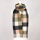 Tartan Weaving Mill 100% Pure Cashmere Scarf - Made in Scotland - BLOCK OLIVE - Heritage Of Scotland -
